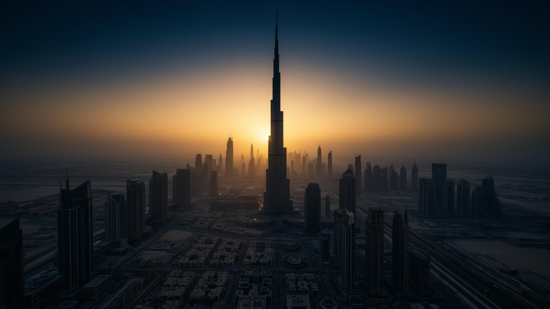 Dubai skyline at golden hour
